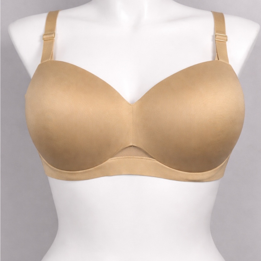 Cacique Comfort Bliss Strapless Bra 46DDD Beige Underwire Lined Molded NWT